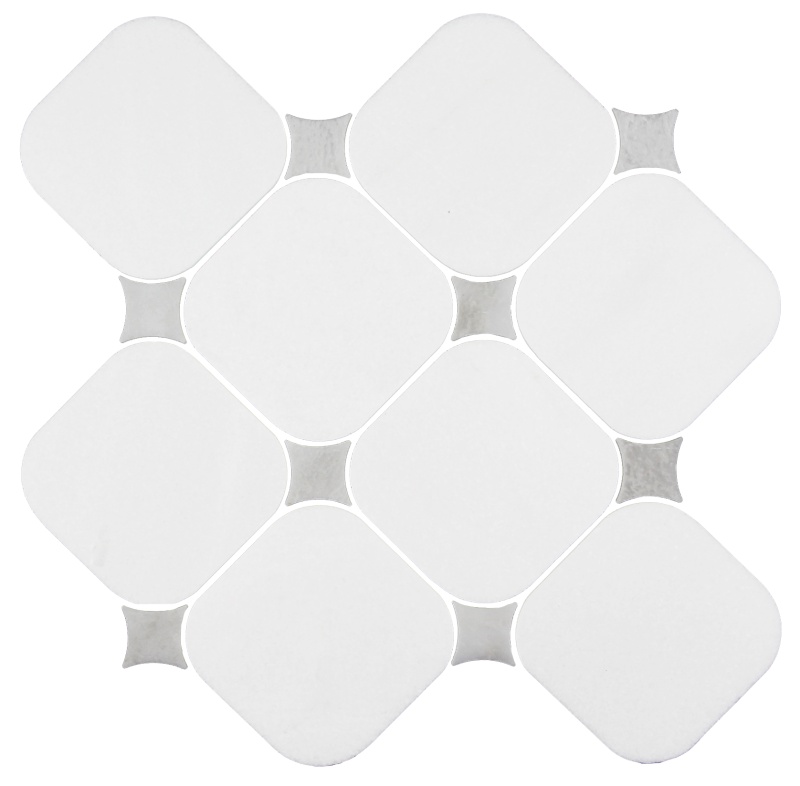 Thassos Iceberg Dot Natural Stone Mosaic - 1" x 1" - Honed