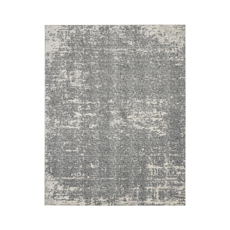 Ivory / Black Modern Area Rug 9 Ft x 12 Ft
