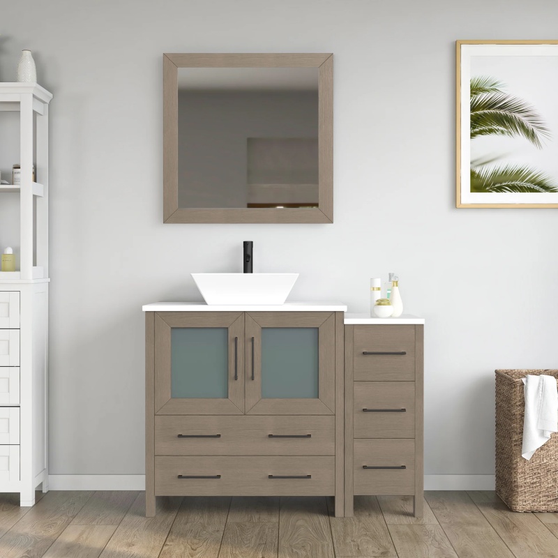 Cvc Driftwood Gray Solid Wood Bathroom Cabinet - 42" X 18.5" X 36" - Driftwood Gray