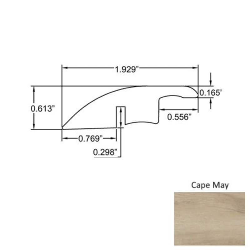 Seaside Cape May Laminate Wood Moulding / Trim - 94" Reducer - Embossed