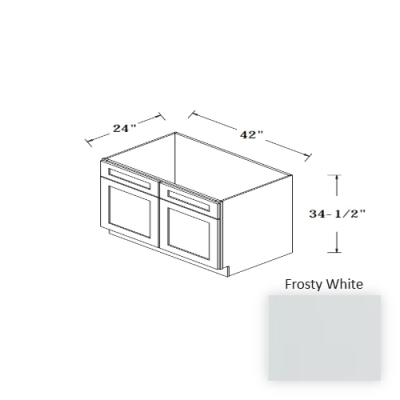 Frosty White Wood Kitchen Sink Base Cabinet