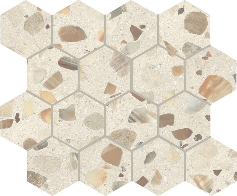 Curation Stucco Porcelain Mosaic - 3" Hexagon - Polished