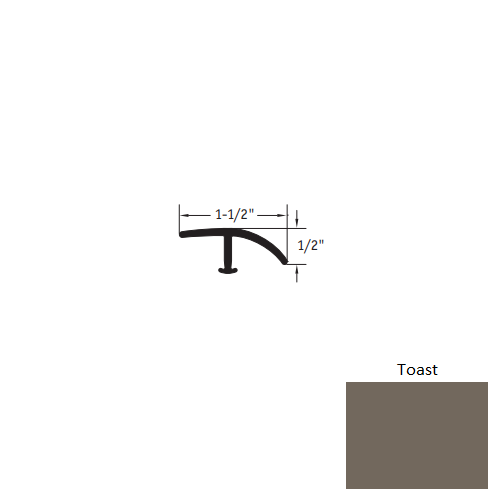 Johnsonite Toast Vinyl T-Molding Trim, 1 1/2" x 12 Ft