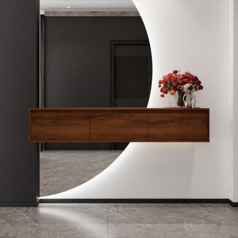 Brown Plywood Wall Mounted Bathroom Vanity