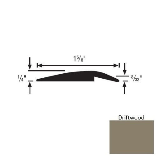 Flextones Driftwood Vinyl 156 Underslung Reducer - 1 5/8" X 35 Ft Coils - Thermoplastic