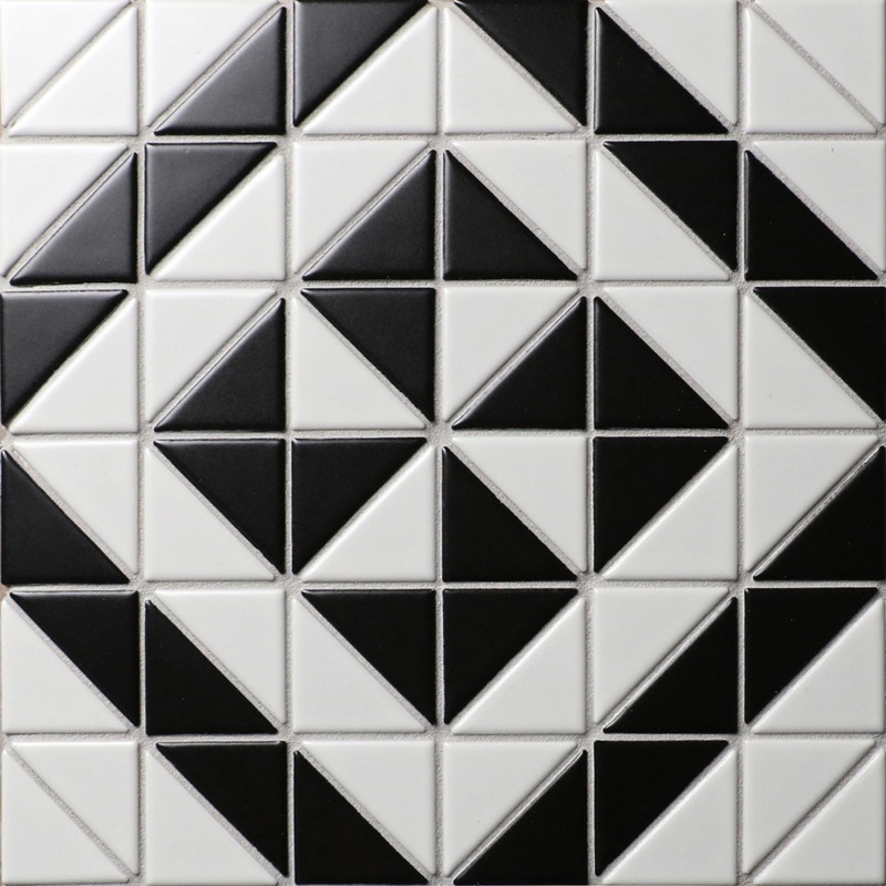 Tre Quadro Black With White Porcelain Mosaic - Windmill - Matte