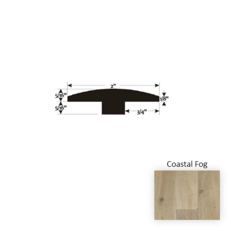 Reserve Coastal Fog Hardwood Moulding / Trim - 2" X 90" T Molding - Wire Brushed
