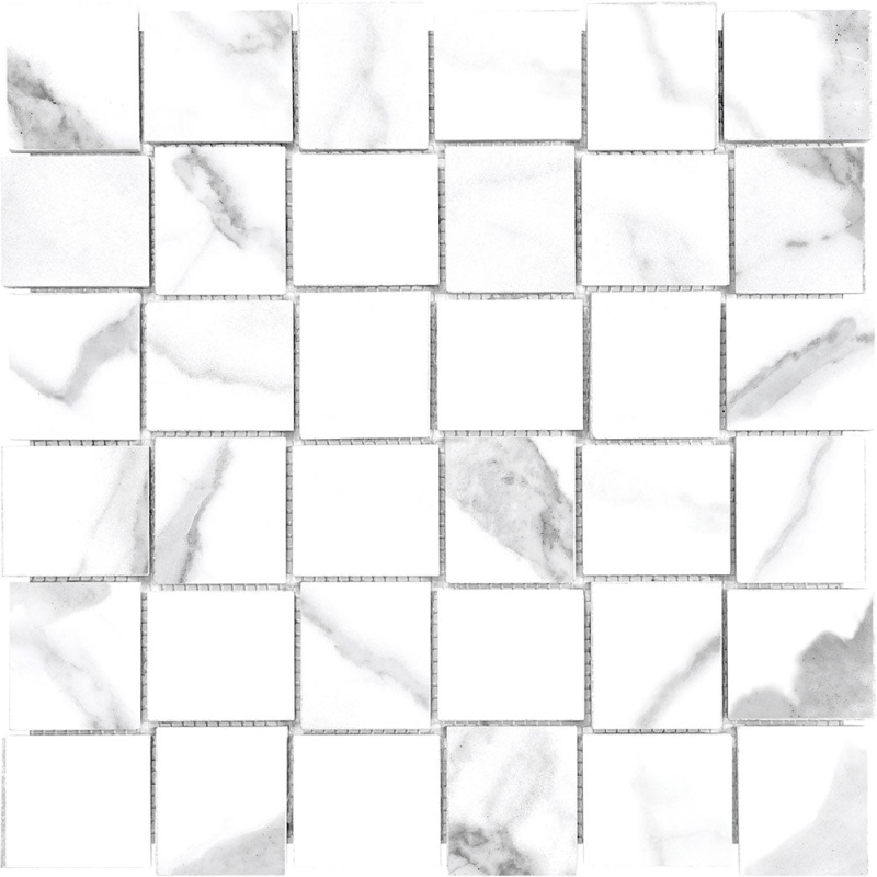 Mayfair Statuario Venato Porcelain Mosaic - 2" X 2" Basket Weave