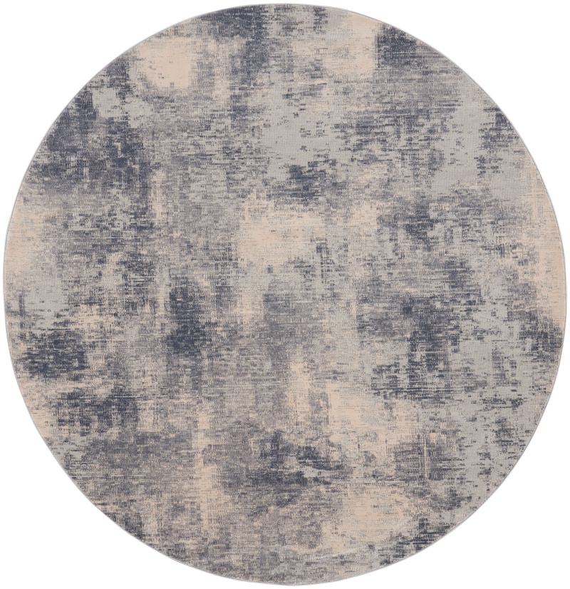 Blue / Ivory Round Area Rug