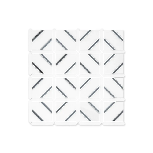 Cubist Bardiglio Marble Mosaic - Avant - Honed & Polished