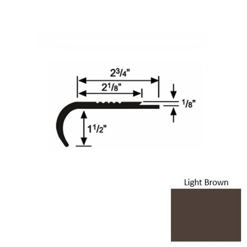 Solid 10 Light Brown Rubber Underlap Stair Nosing