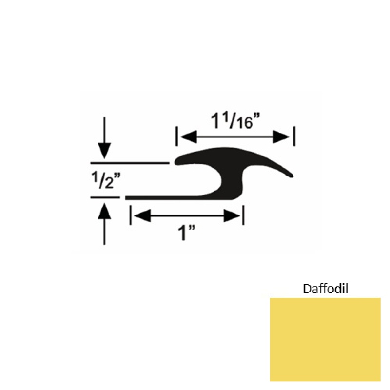 Solid 56 Daffodil Rubber Tile / Carpet Joiner - 1" X 9 Ft (108") X 1/2"