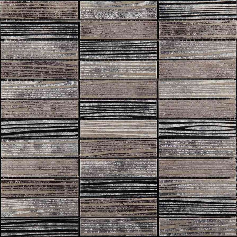 Skalini Line Artistic Stone Vegas 4 Natural Stone Mosaic - 0.9" X 3.9" Stacked - Textured & Foiled