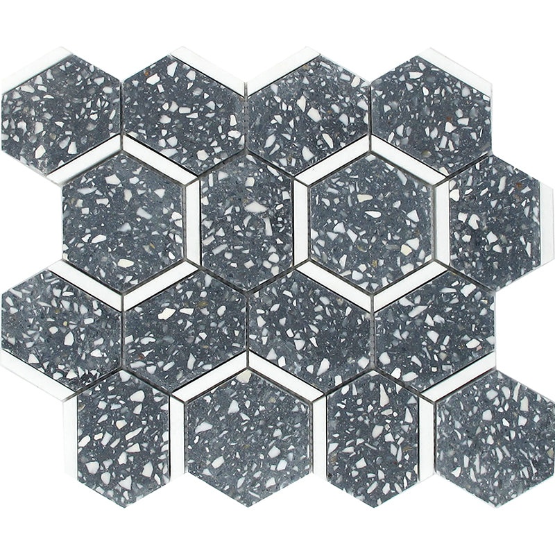 Veneziana Lido Mixed Mosaic - 3" Hexagon - Honed