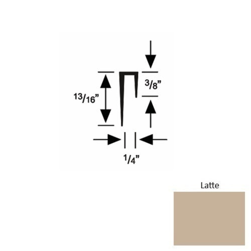 Solid 47 Latte Rubber Cove Cap Square - 1/4" X 9 Ft (108")