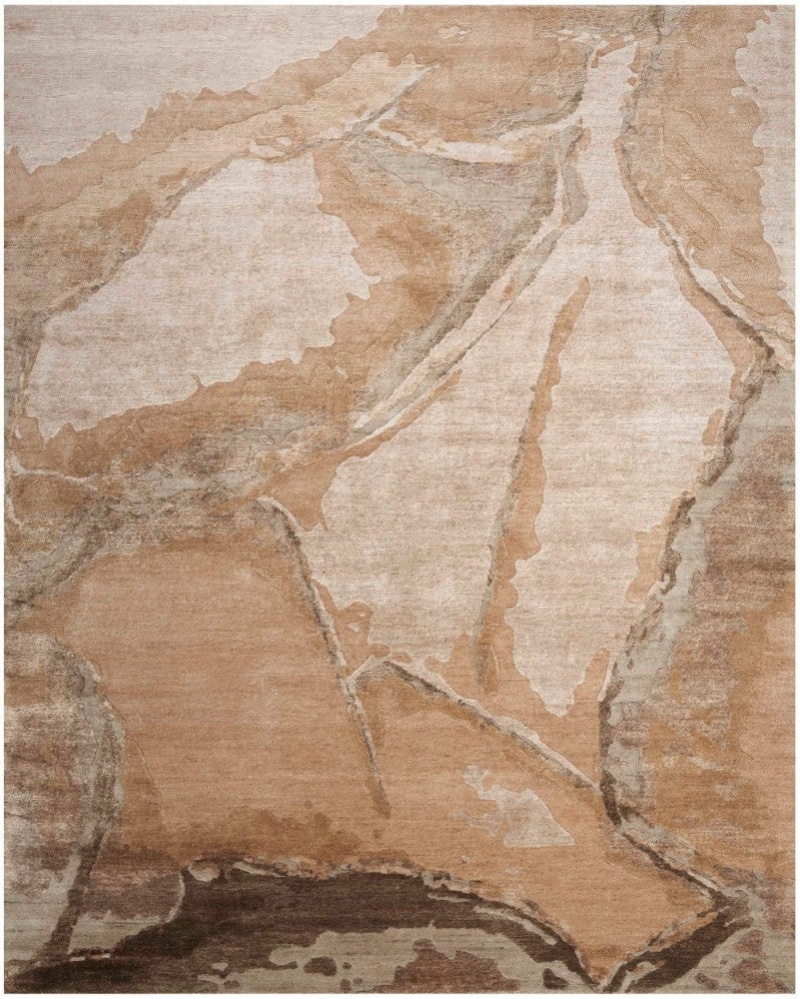 Silk Shadows Beige Silver Sha24 Wool Blend Contemporary Area Rug - 8 Ft X 10 Ft - Beige Silver