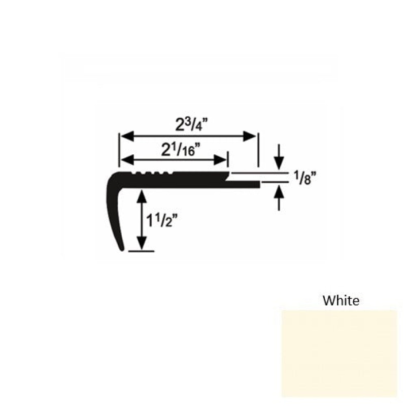 Solid 09 White Rubber Underlap Stair Nosing