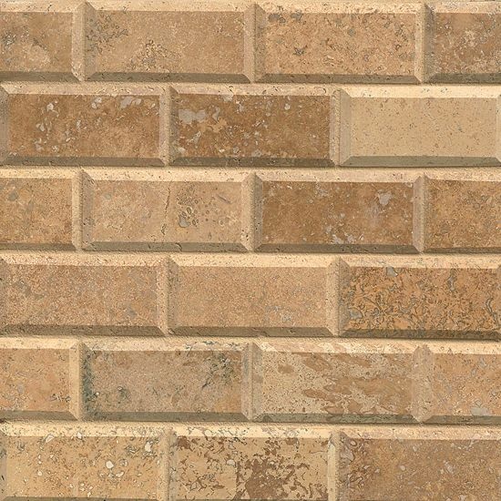 Noce Travertine Mosaic - 2" X 4" Brick - Honed