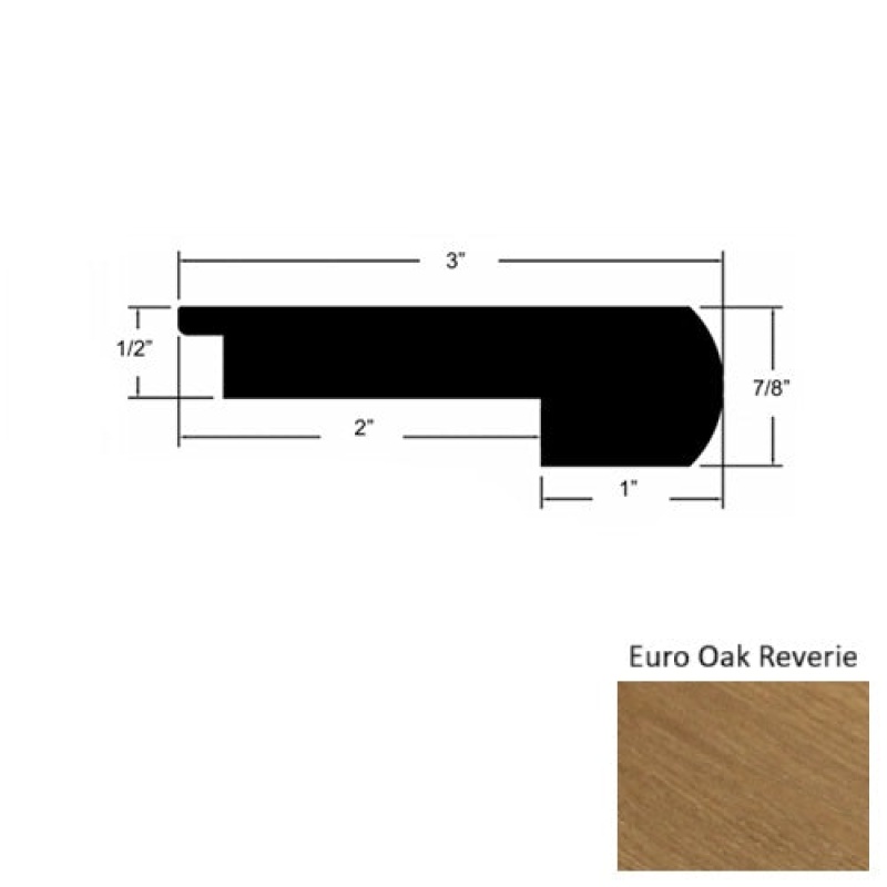 Provence Iii Euro Oak Reverie Hardwood Moulding / Trim - 3 1/8" X 78" Round Stair Nose - Urethane