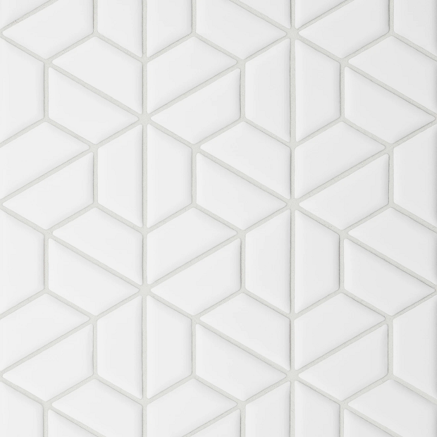 Le Café White Porcelain Mosaic - Half Hexagon