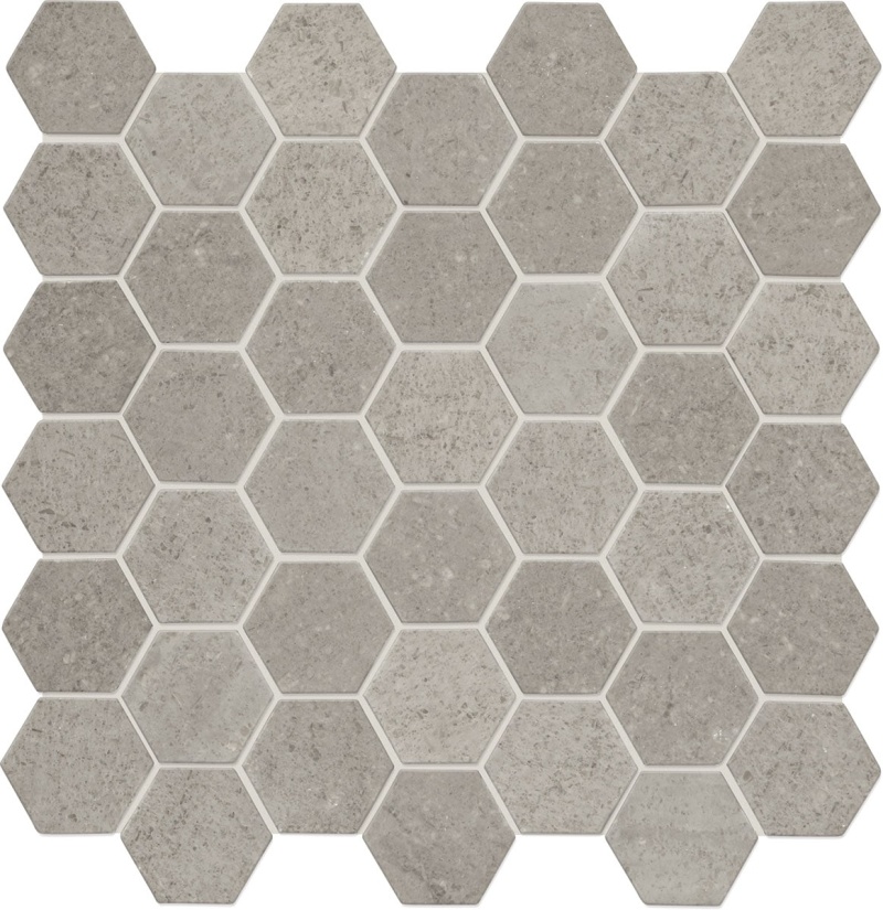 Raine Cumulus Gray Marble Mosaic - 2" Hexagon - Honed