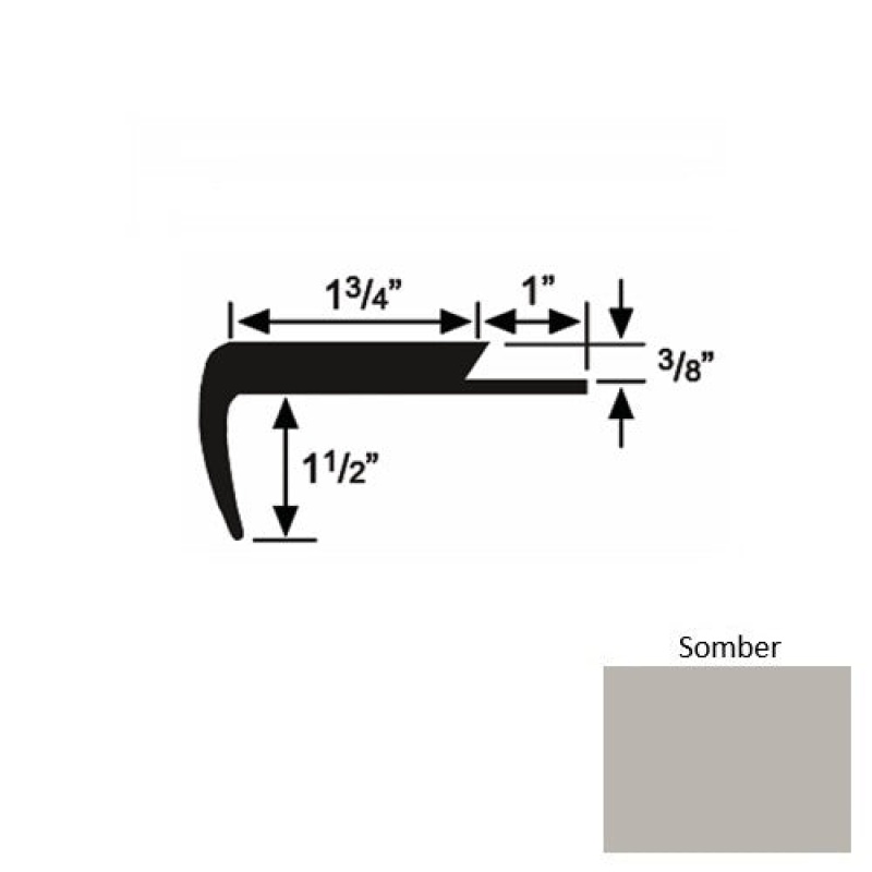 Solid 11 Somber Rubber Single Flange Carpet Stair Nosing