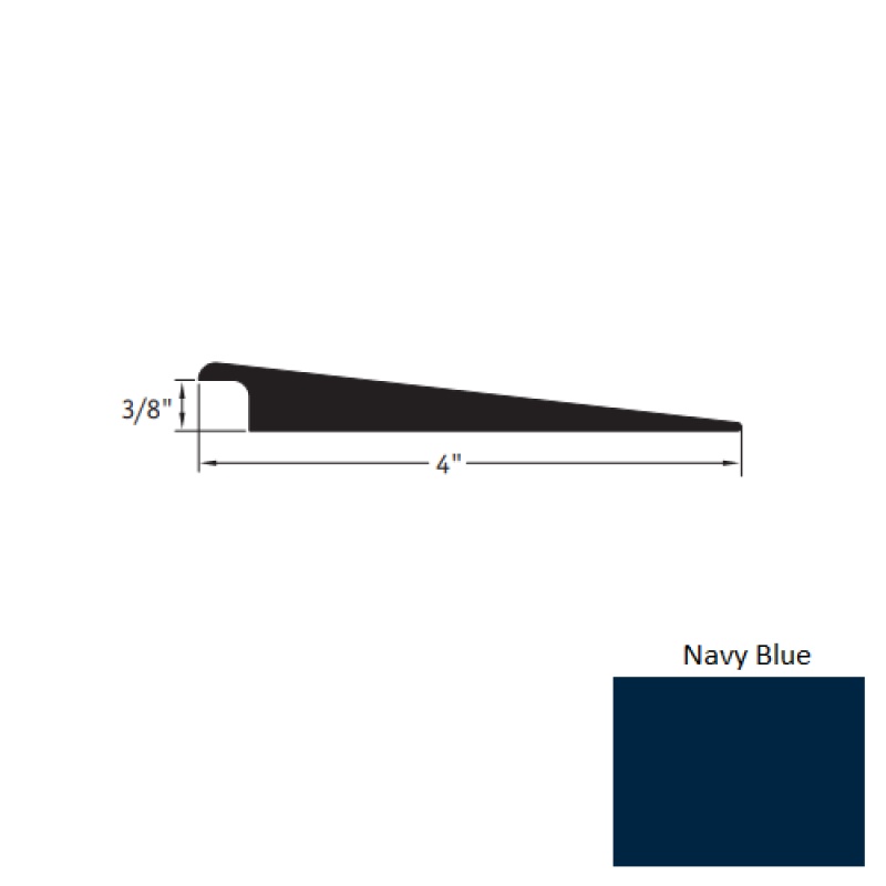 Johnsonite Navy Blue Vinyl Moulding / Trim - 4" X 12 Ft (144") X 3/8" Wheeled Traffic Transition - Wheeled Traffic Transition