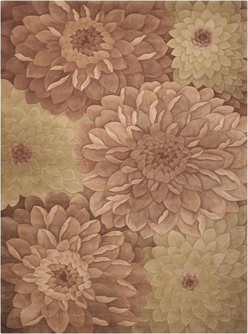 Tropics Ts11 Taupe / Green Wool Contemporary Area Rug