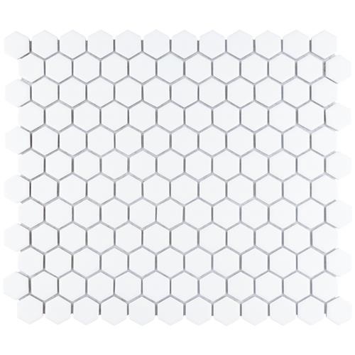 Hudson White Porcelain Mosaic - Hexagon - Matte