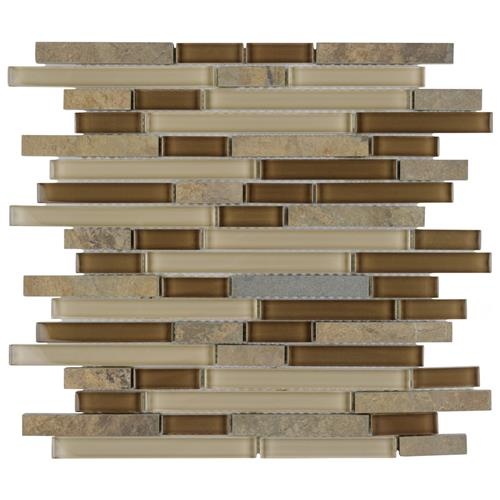 Tessera Piano Brixton Stone & Glass Mosaic - Linear - Glossy
