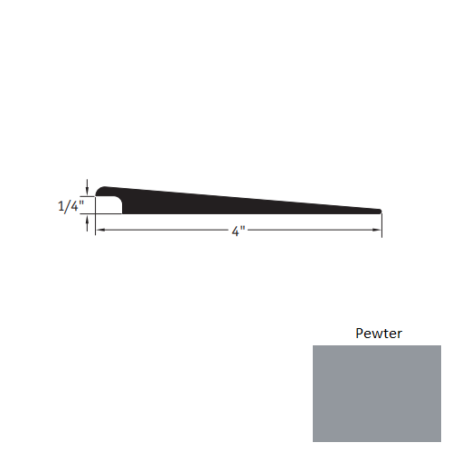 Johnsonite Pewter Vinyl Moulding / Trim - 4" X 12 Ft (144") X 1/4" Wheeled Traffic Transition - Wheeled Traffic Transition