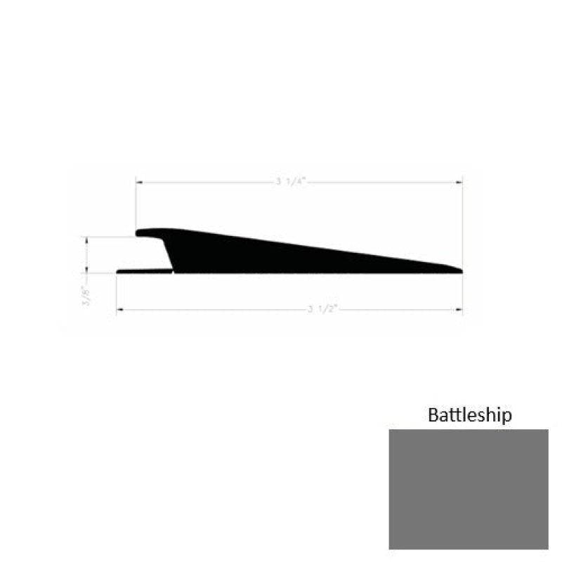 Solid 74 Battleship Rubber Rolling Traffic Transition - 3 1/2" X 9 Ft (108") X 3/8"