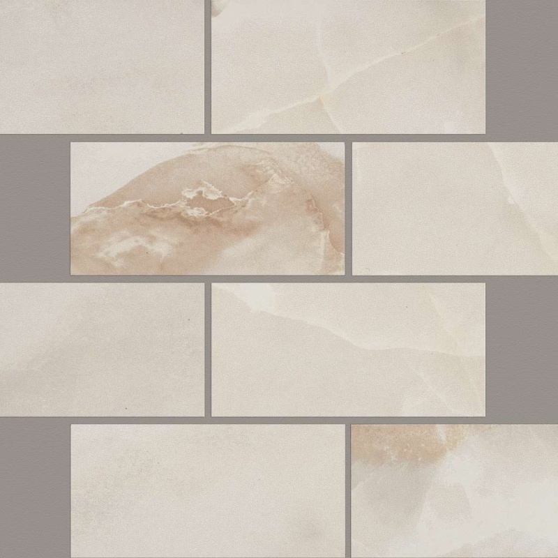Gemstone Ivory Porcelain Mosaic - 3" X 6" Brick