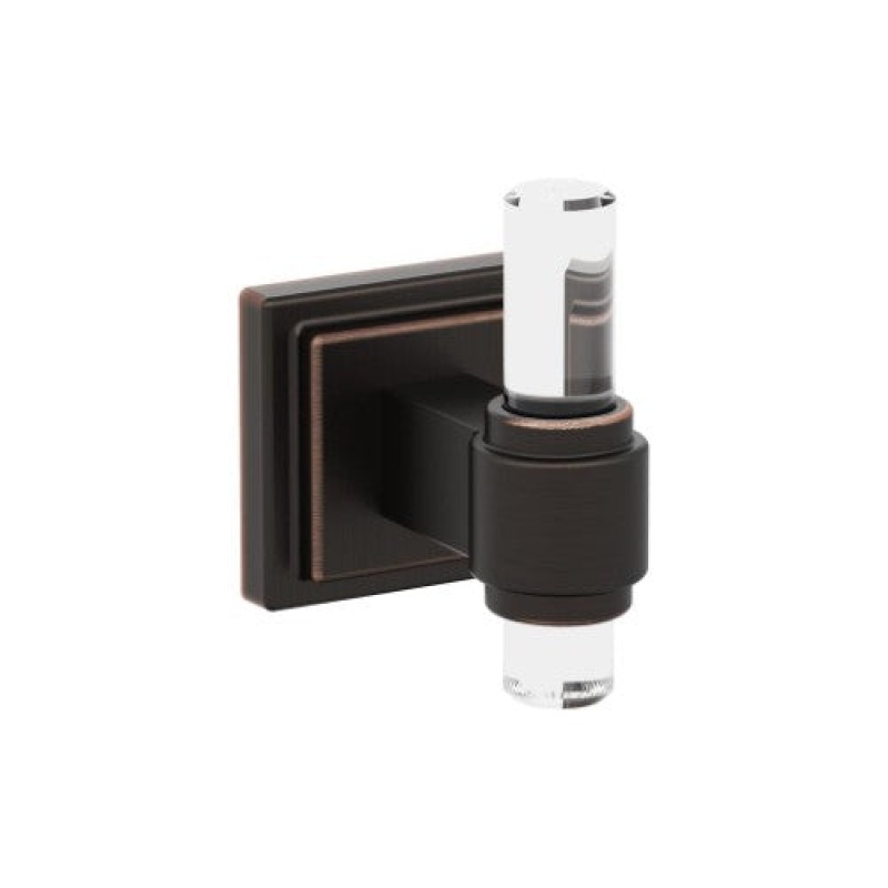 Glacio Zinc & Acrylic Single Prong Robe Hook - Clear / Oil Rubbed Bronze - 2 13/16" (71 Mm) Length