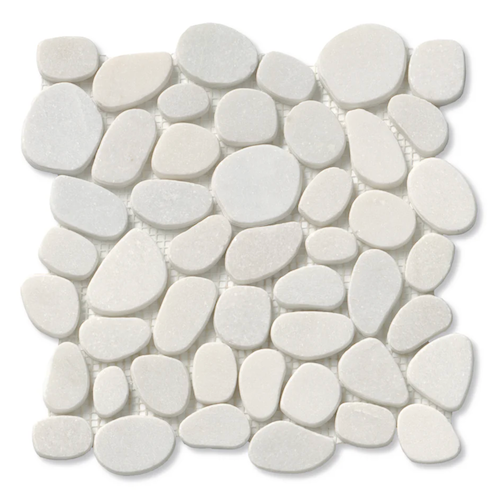 Pebble Crystal White Marble Mosaic - Spindrift Marble - Honed