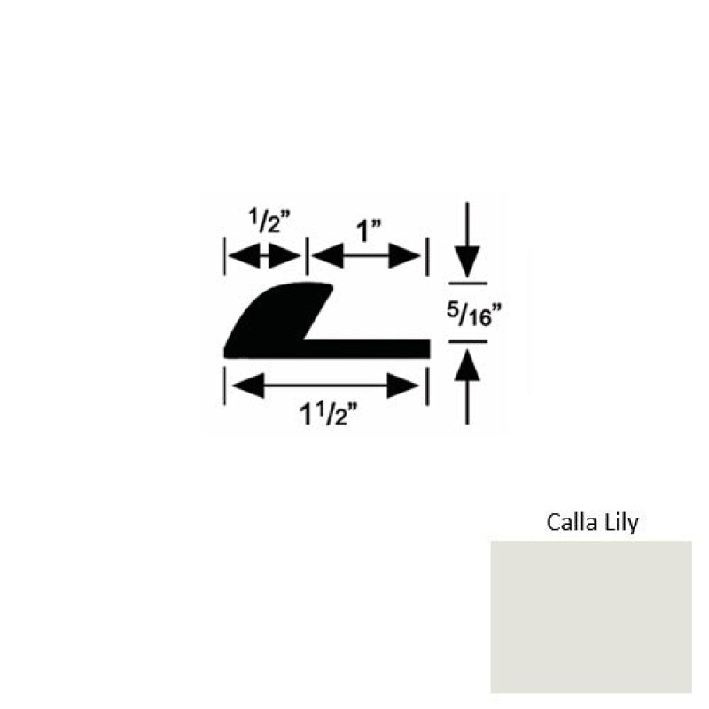 Solid 36 Calla Lily Rubber Underlap Carpet Edge - 1 1/2" X 9 Ft (108") X 5/16"
