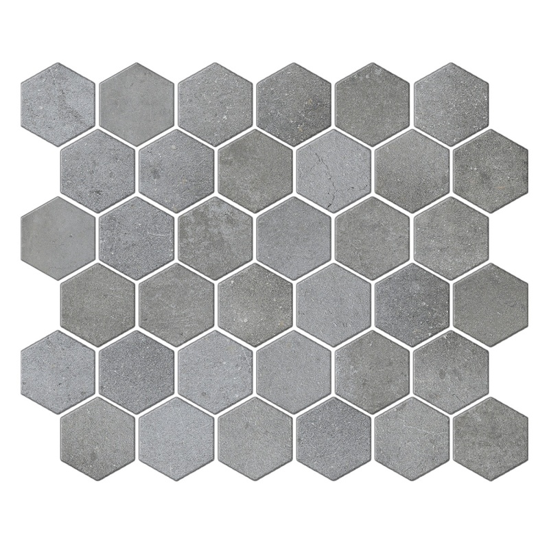 Anchor Pewter Porcelain Mosaic - 2" Hexagon - Matte