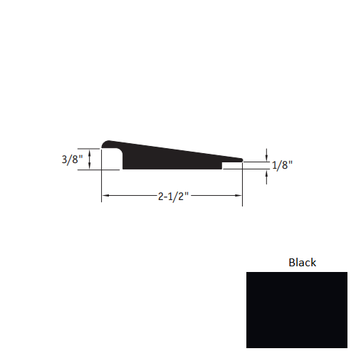 Johnsonite Black Vinyl Moulding / Trim - 2 1/2" X 12 Ft (144") X 3/8" - 1/8" Wheeled Traffic Transition - Wheeled Traffic Transition