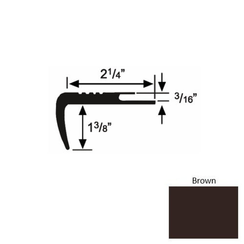 Solid 17 Brown Rubber Undercut Carpet Nosing (Sq) - 2 1/4" X 9 Ft (108")