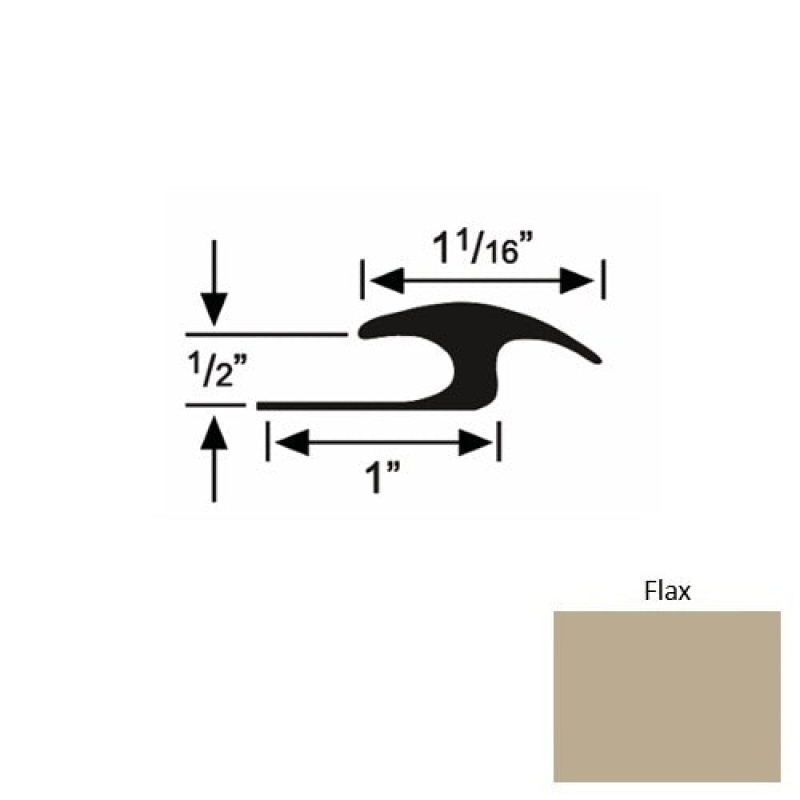 Solid 56 Flax Rubber Tile / Carpet Joiner - 1" X 9 Ft (108") X 1/2"