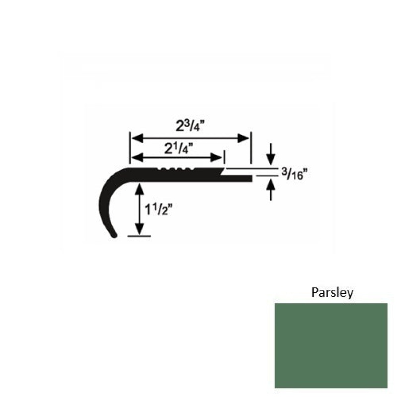 Solid 08 Parsley Rubber Underlap Stair Nosing (Rd) - 2 3/4" X 9 Ft (108")