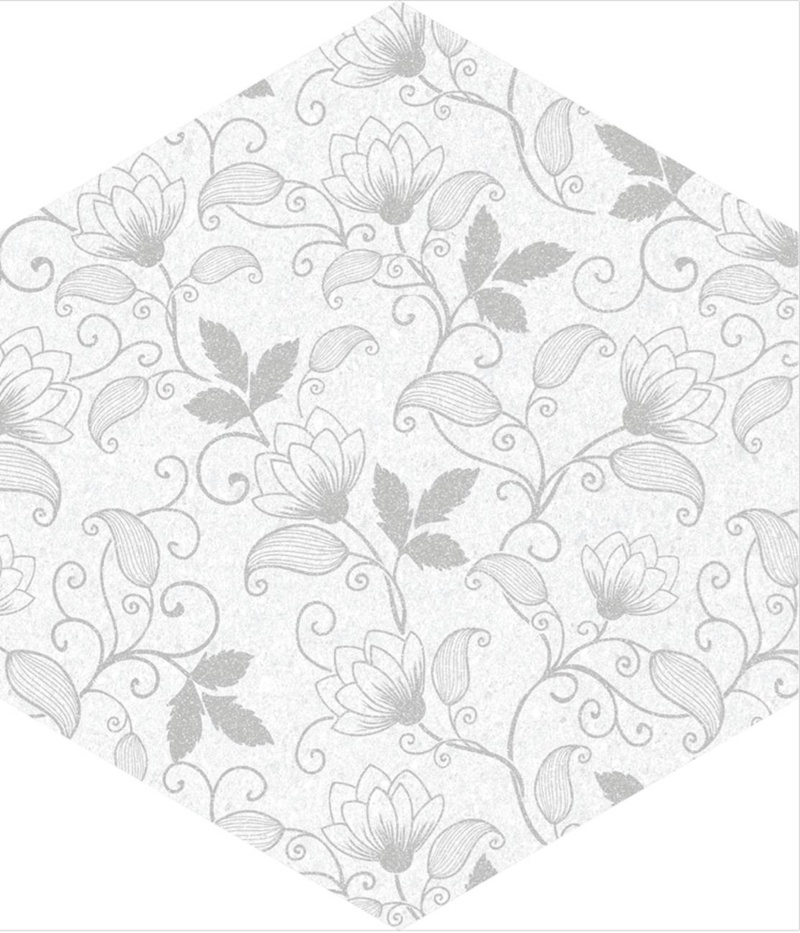 Bauhaus Floral Porcelain Tile - Matte - Hexagon