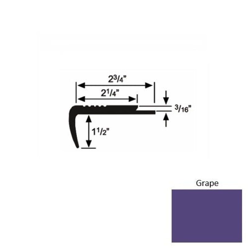 Solid 07 Grape Rubber Underlap Carpet Stair Nosing (Sq) - 2 3/4" X 9 Ft (108")