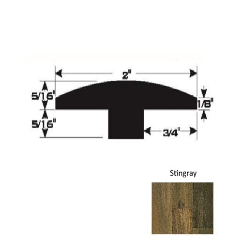 Stingray Hardwood Moulding / Trim - 90" T Molding - Ultra Low Gloss Urethane