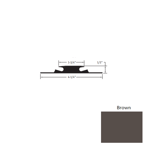 Johnsonite Brown Vinyl Moulding / Trim - 1 3/4" X 4 1/4" X 3 Ft (36") X 1/2" Carpet Insert Threshold - Carpet Insert Threshold