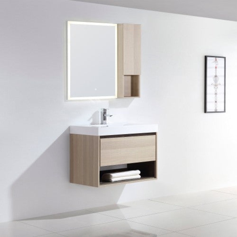 Grey Ashtree Wall Mounted Single Sink Bathroom Vanity