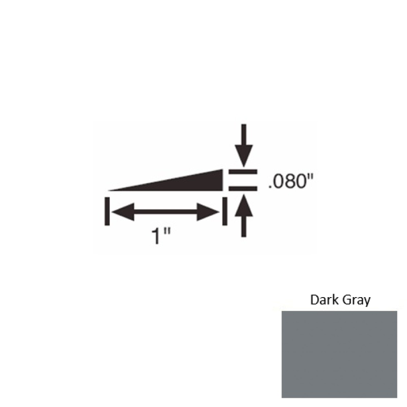 Solid 21 Dark Gray Rubber Reducer Strip - 1" X 9 Ft (108") X 0.080"