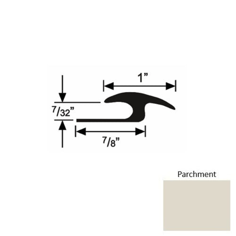 Solid 50 Parchment Rubber Tile / Carpet Joiner - 7/8" X 9 Ft (108") X 7/32"