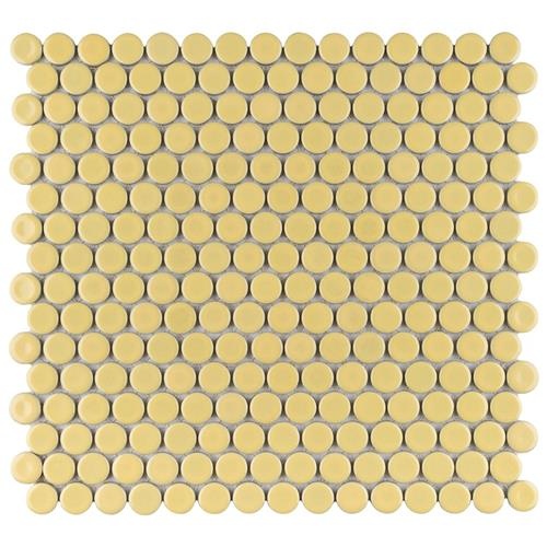 Hudson Vintage Yellow Porcelain Mosaic - Penny Round - Glossy