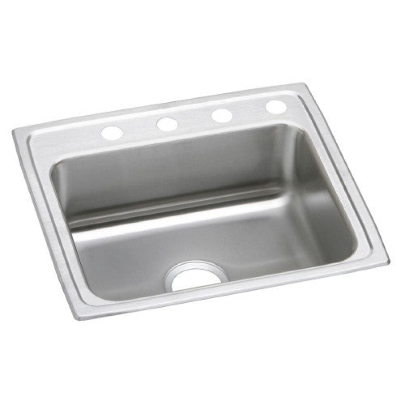 Psr25214 Celebrity Stainless Steel Drop In Single Bowl Kitchen Sink - 25" X 21 1/4" X 7 1/2" With 4 Holes - Stainless Steel